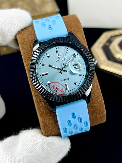Fluted Bezel Rubber Strap