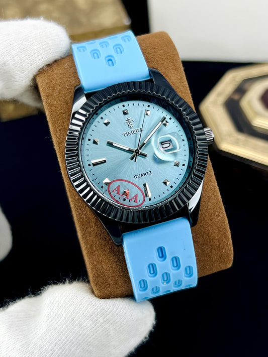 Fluted Bezel Rubber Strap