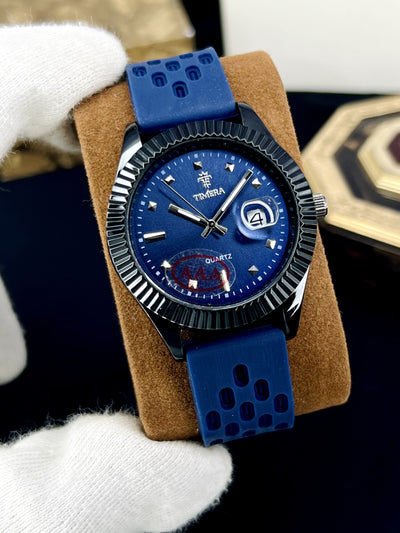 Fluted Bezel Rubber Strap