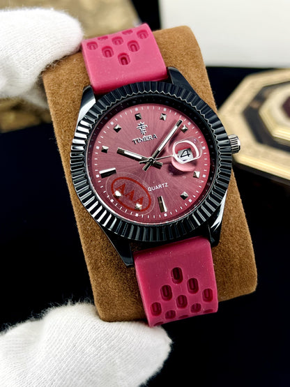 Fluted Bezel Rubber Strap