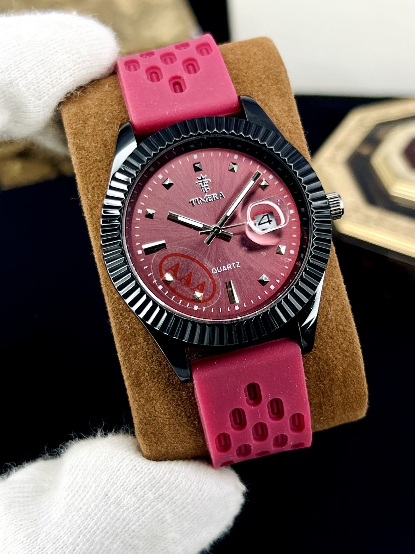 Fluted Bezel Rubber Strap
