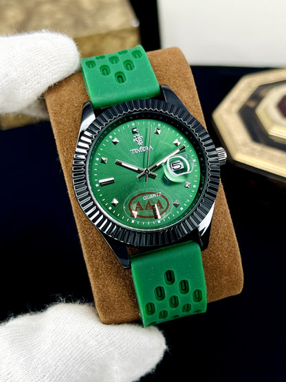 Fluted Bezel Rubber Strap