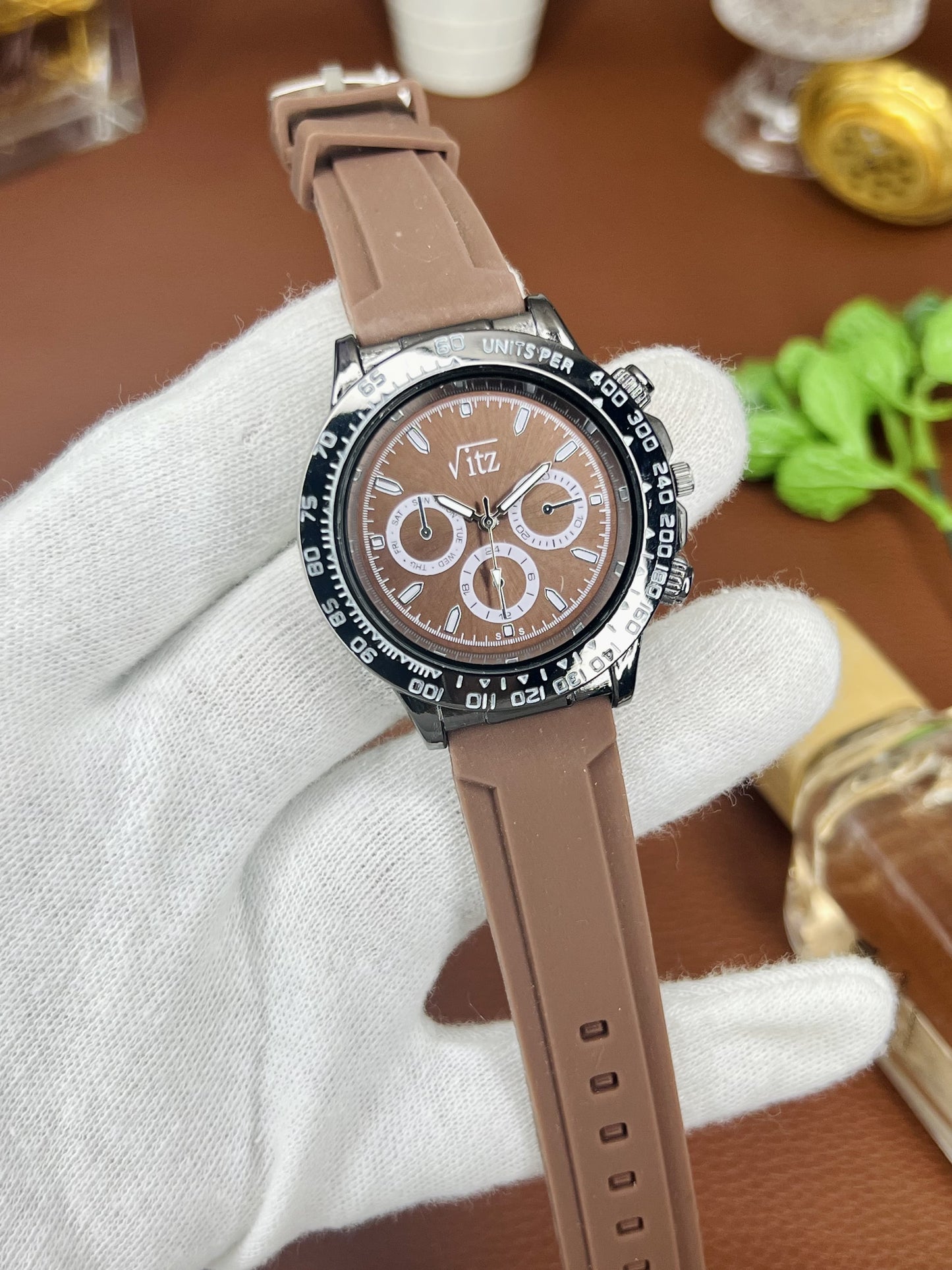 Men’s Sport Style Analog Watch with Multi-Dial Face & Silicone Strap