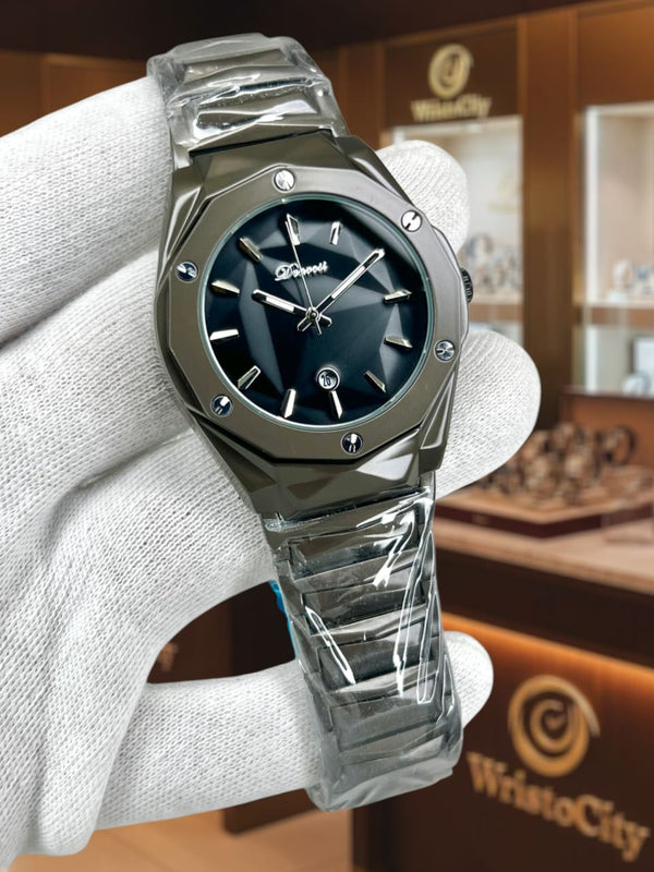 Faceted Dial Stainless Steel Watch