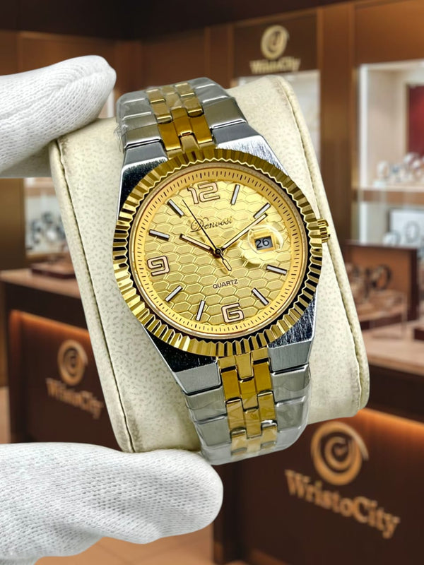 Luxury Two Tone Date Display Quartz Watch